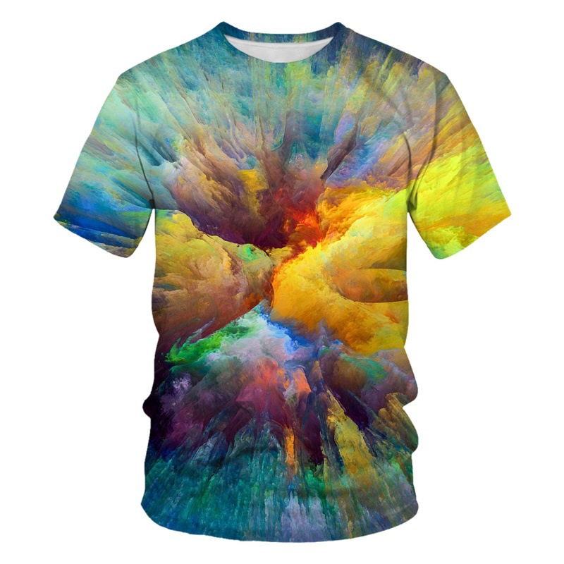 Verano europeo y americano moda nuevo corto T calle hip hop elementos 3D Impresión digital impresión hombres y mujeres casual manga corta