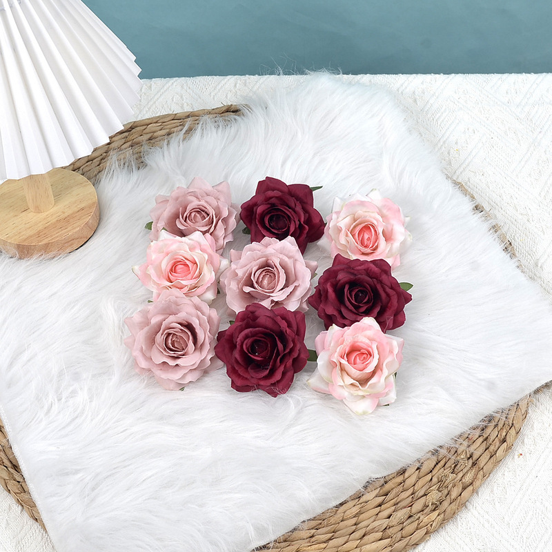 Cappuccino Rose Flower Heads Wedding Flower Wall Arrangement Decoration Wreath Flower Box Accessories Photography Props Silk Flower Accessories