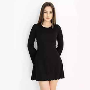 Foreign trade women's clothing wholesale Amazon autumn and winter new fashion cotton knitted slim long sleeve hip lace-up dress