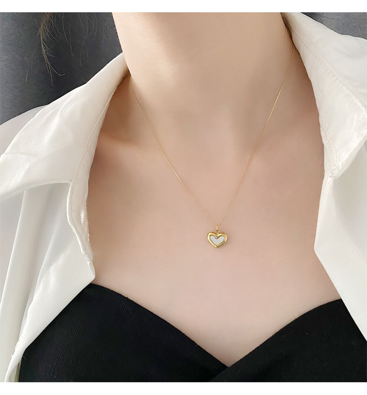 304 Stainless Steel, Shell Material Real Gold Plated Heart Shape 304 Stainless Steel Fashion Waterproof Non Tarnish Necklace