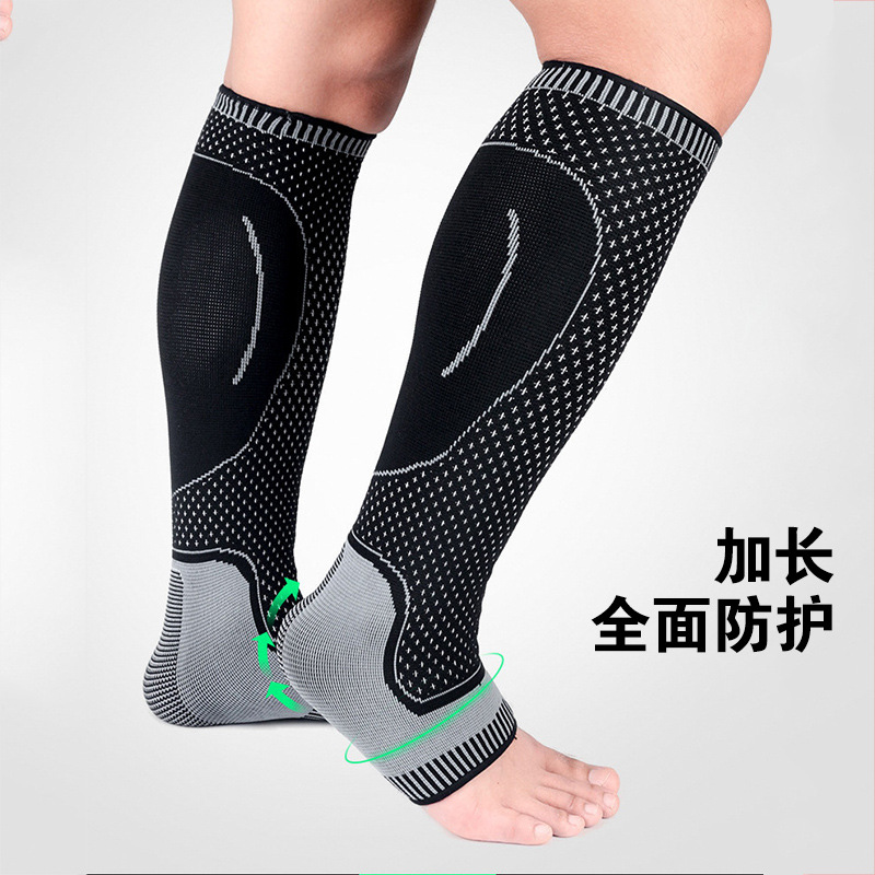 Sports Calf Protection Football Knitted Sock Sleeves, Extended Breathable Pressure Leg Sleeves, Protective Gear for Men, Running Basketball Ankle Sleeves