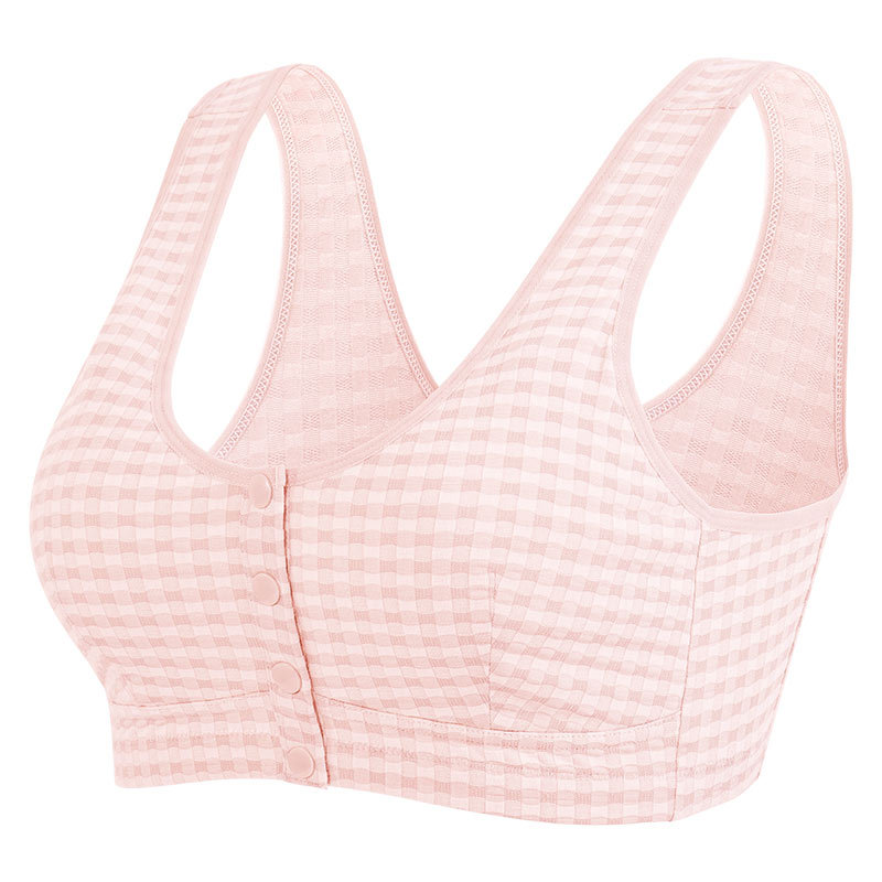 Ropa interior de la madre Sujetador de hebilla frontal para mujer Sujetador de talla grande para mujer Ropa interior de mediana edad y ancianos Estilo Chaleco delgado de verano sin anillo de acero