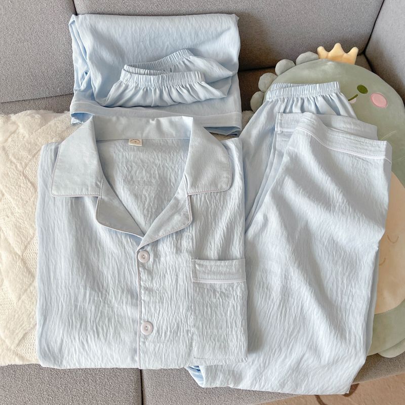 Cotton three-piece set-light blue / Men's size l [recommended 50-60kg]