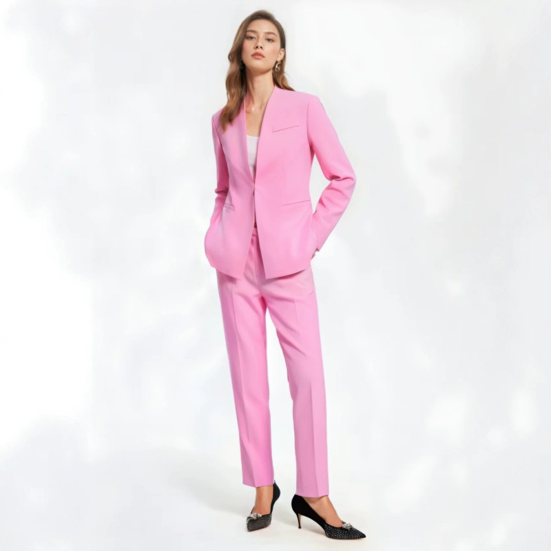 Pb&Za Cross-Border Amazon Hot-Selling Women's V-Neck Blazer 8135701 + Casual Pants with Belt 4387