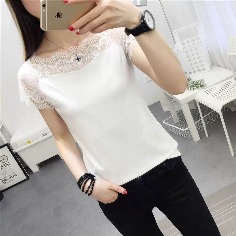 Women's Off-Shoulder Lace Super Fairy Short-Sleeve T-Shirt, Trendy Street Style Chic Top for Summer, Vintage Women's Off-Shoulder Lace Super Fairy Short-Sleeve T-Shirt, Trendy Street Style Chic Top for Summer, Vintage