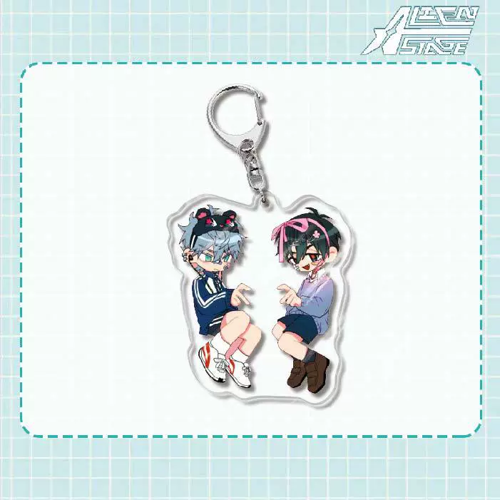 Acrylic keychain (Alien Stage) Mizi Sua, double‑sided 6 cm, metal ring & clasp