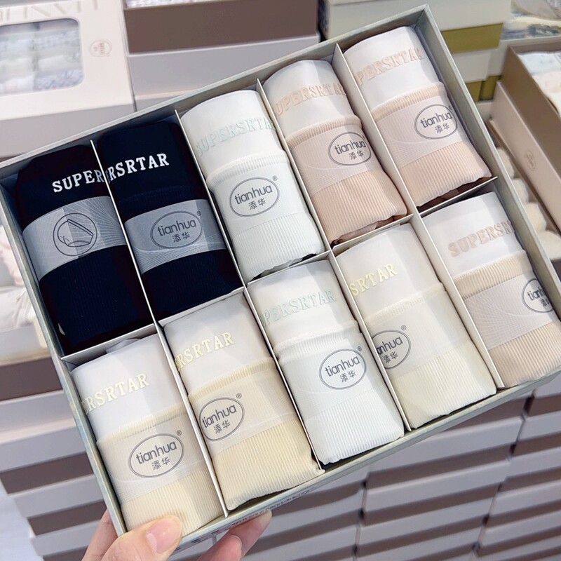 Tianhua 1068-1 Ice Silk Mid-Waist Women's Hip-Covering Briefs with Seamless Edges, Breathable, Comfortable, Soft and Skin-Friendly 7A