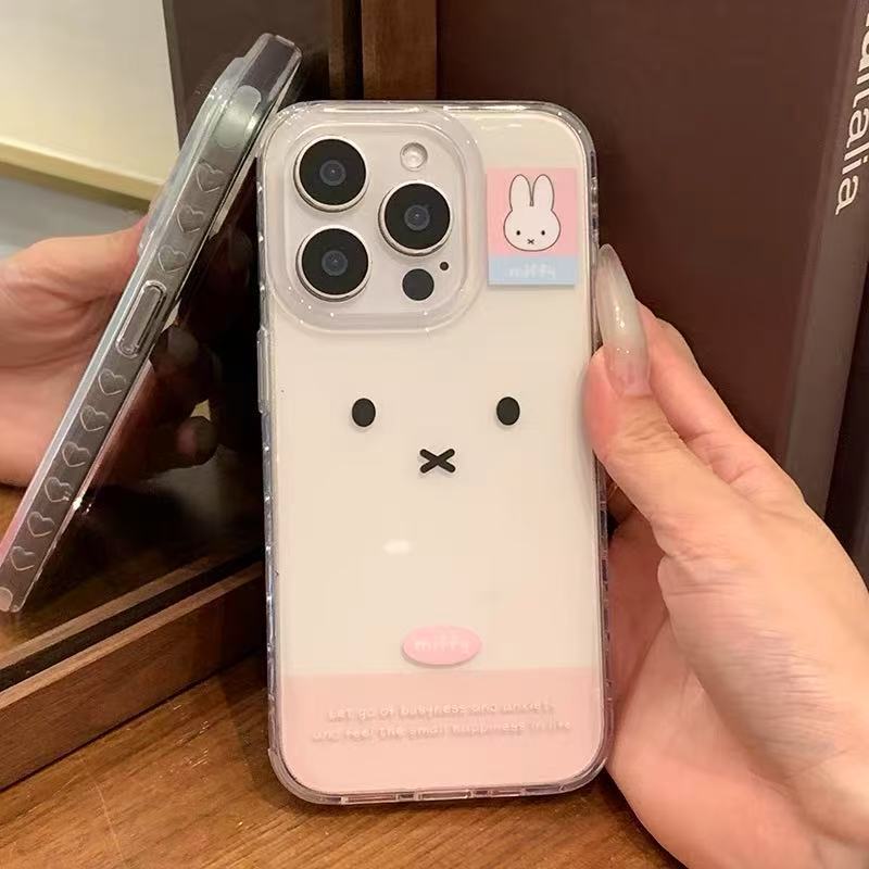 Coreano ins lindo conejo para iphone15 transparente 16ProMax Apple 14 cordón 13 femenino 15P fresco