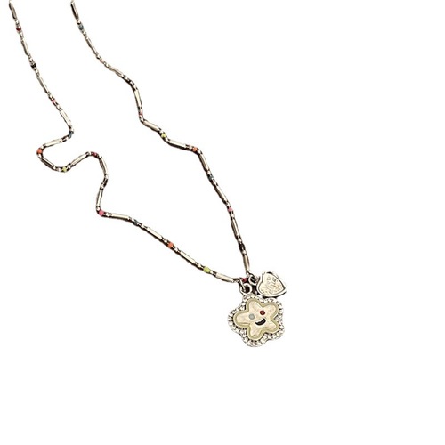 Sweet smiling face, flower, love beaded necklace, female niche, versatile colorful clavicle chain, temperament, design, accessories fairy