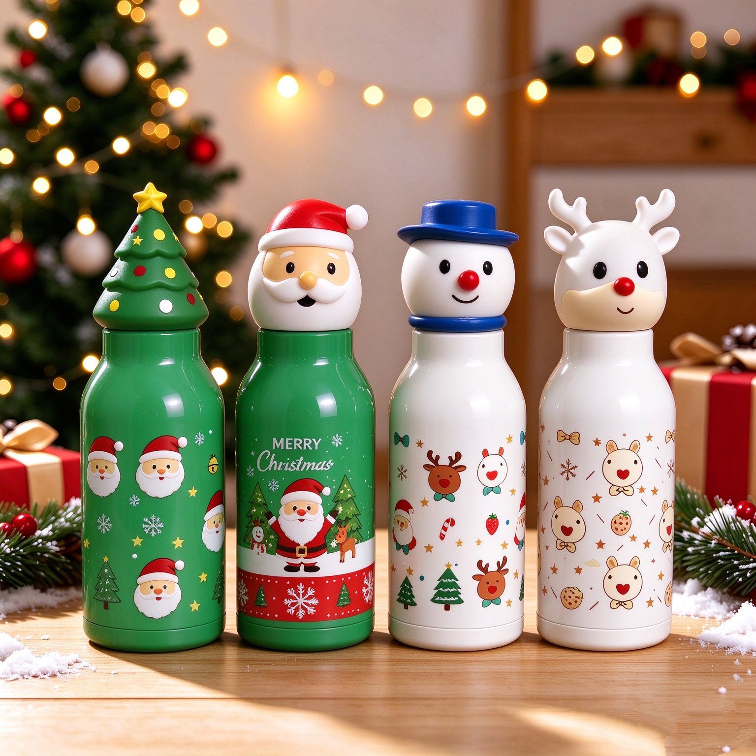 New cross-border hot-selling plastic cups in various shapes, cute pet cartoon cups, outdoor water cups, Christmas cartoon cups