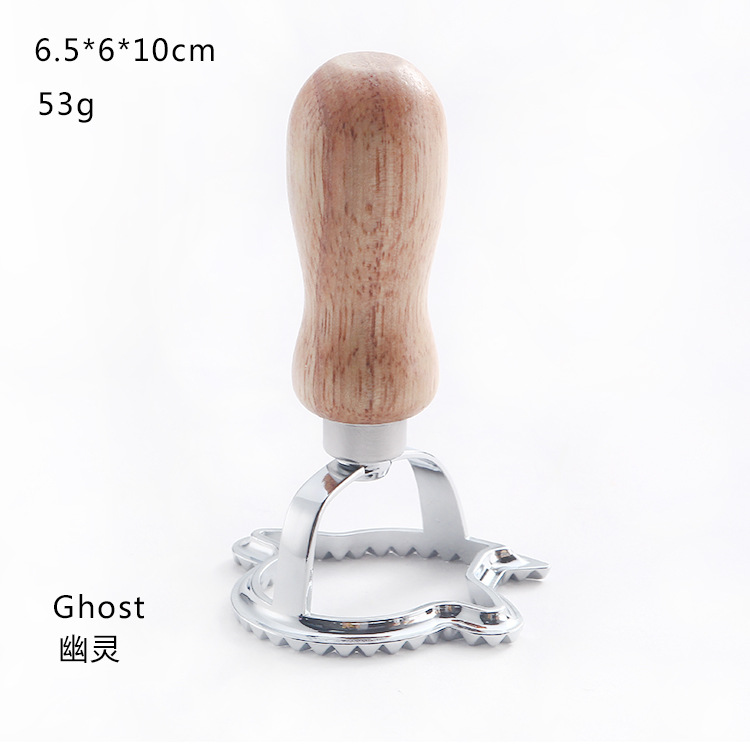 Dumpling encaje impresión aleación de zinc molde de galletas dumpling lado de la piel flor en relieve molde de galletas mango de madera rueda de cortador de pastel