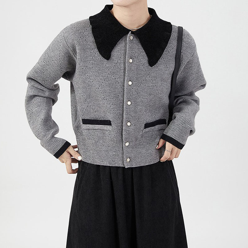 新しい色のファッションのゆったりしたニットのカーディガンの婦人服2025春と秋の小さい子の香風の長袖のセーターのコート|undefined