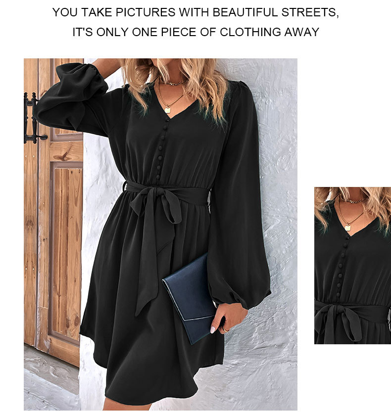 Abito da donna a maniche lunghe con scollo a V_voghion.com