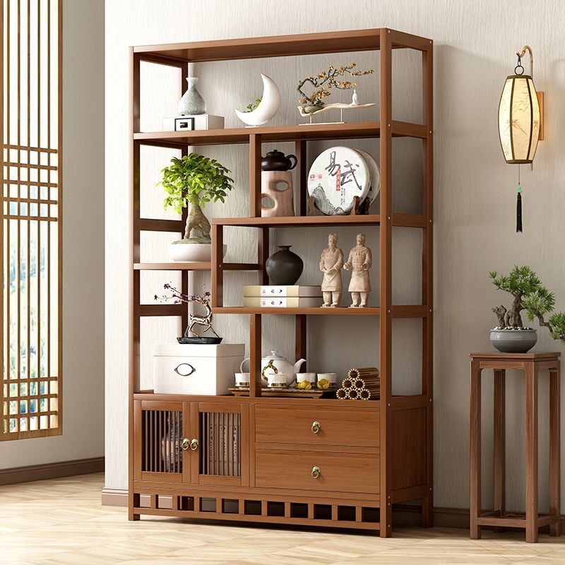 New Chinese-Style Display Shelf for Tea Room, Tea Display Cabinet, Non-Solid Wood Partition, Multi-Treasure Cabinet, Living Room Ornament Shelf New Chinese-Style Display Shelf for Tea Room, Tea Display Cabinet, Non-Solid Wood Partition, Multi-Treasure Cabinet, Living Room Ornament Shelf