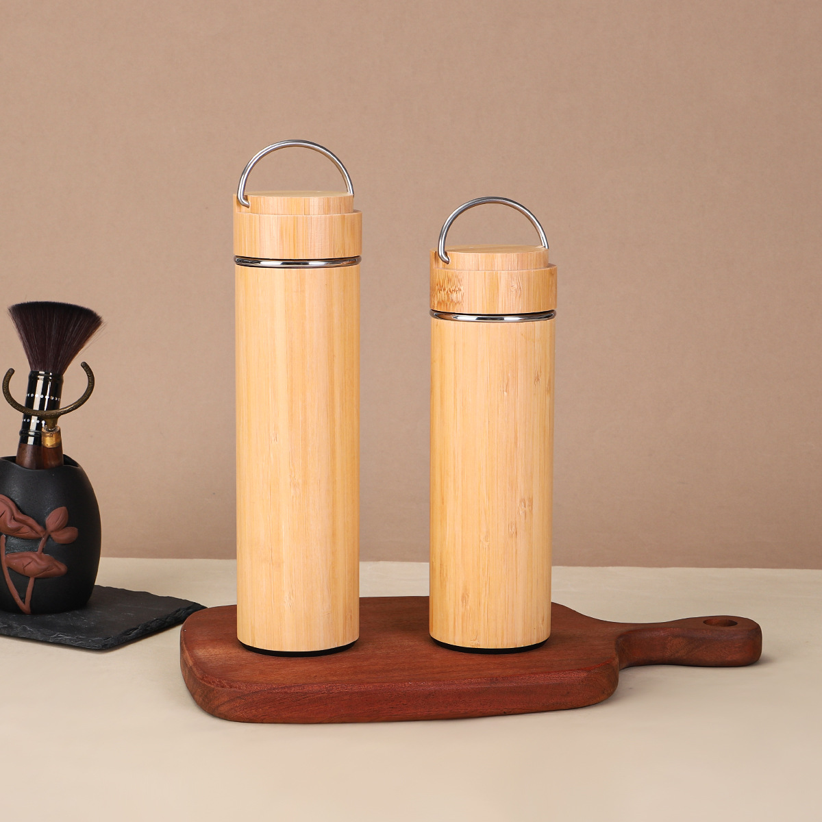 Stainless Steel Thermos Flask With Bamboo Shell For Outdoors_voghion.com