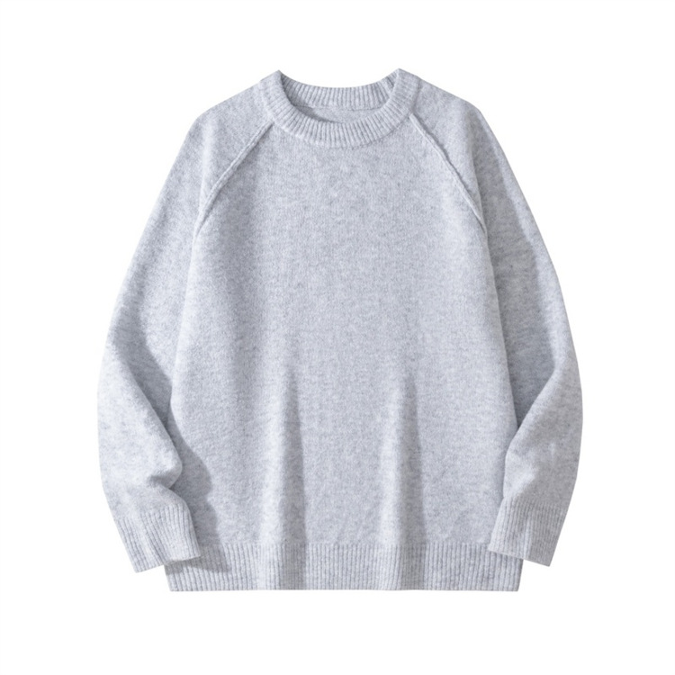 Pull en tricot minimaliste pour homme - Pull ras du cou à manches raglan pour un look décontracté et hivernal. Tendances mode_voghion.com