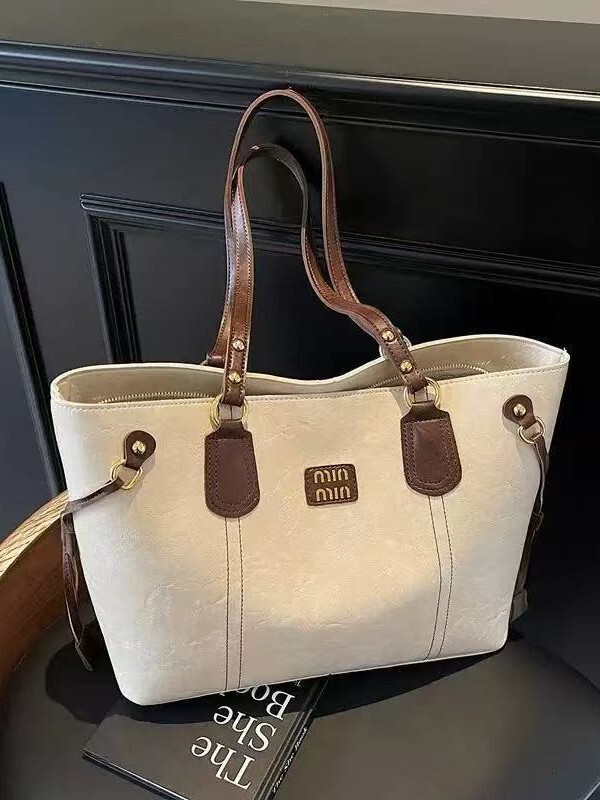 新しい大容量通勤トートバッグ女性のレトロファッション多用途ショルダーバッグハイエンドニッチトレンディなハンドバッグ|undefined