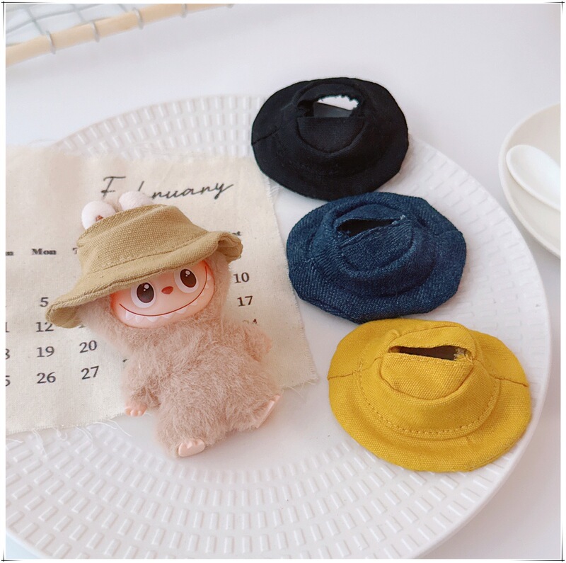 4.0 Labubu Doll Clothes Wholesale Mini Doll Outfits Solid Color Fisherman Hat