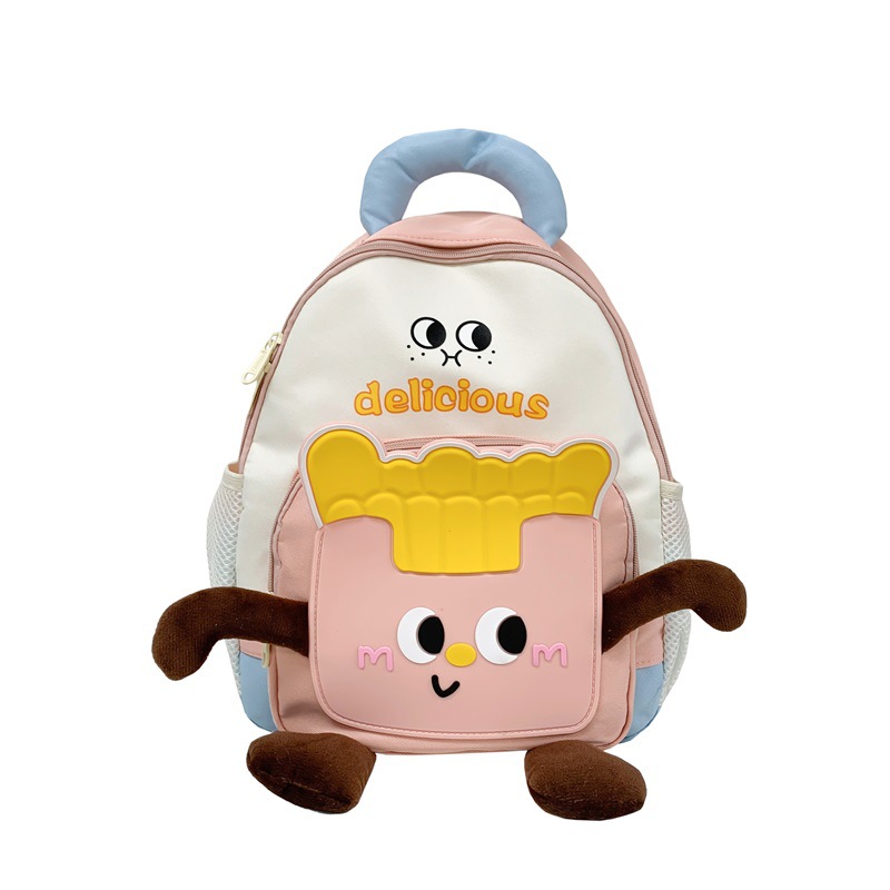 Mochila de papas fritas lindas, jardín de infantes, mochila de bebés, 2026 mochila de niños coreanos.