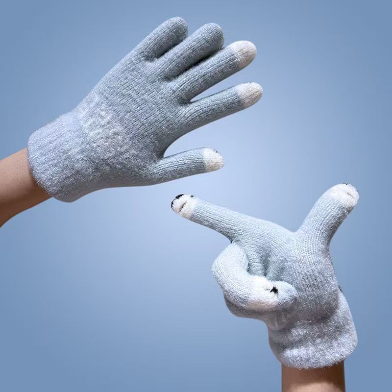 Winter Warm Bean Fish Gloves For Female Winter Students Writing In Class Cute Anti Pilling Touchscreen Gloves_maomaolike.com