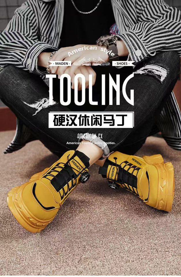 Giày bốt Martin nam cổ thấp đế dày chống trơn, giày thể thao cao cổ kiểu mới — H631 màu vàng, H631 màu xanh lá cây, H631 màu đen chi tiết 1