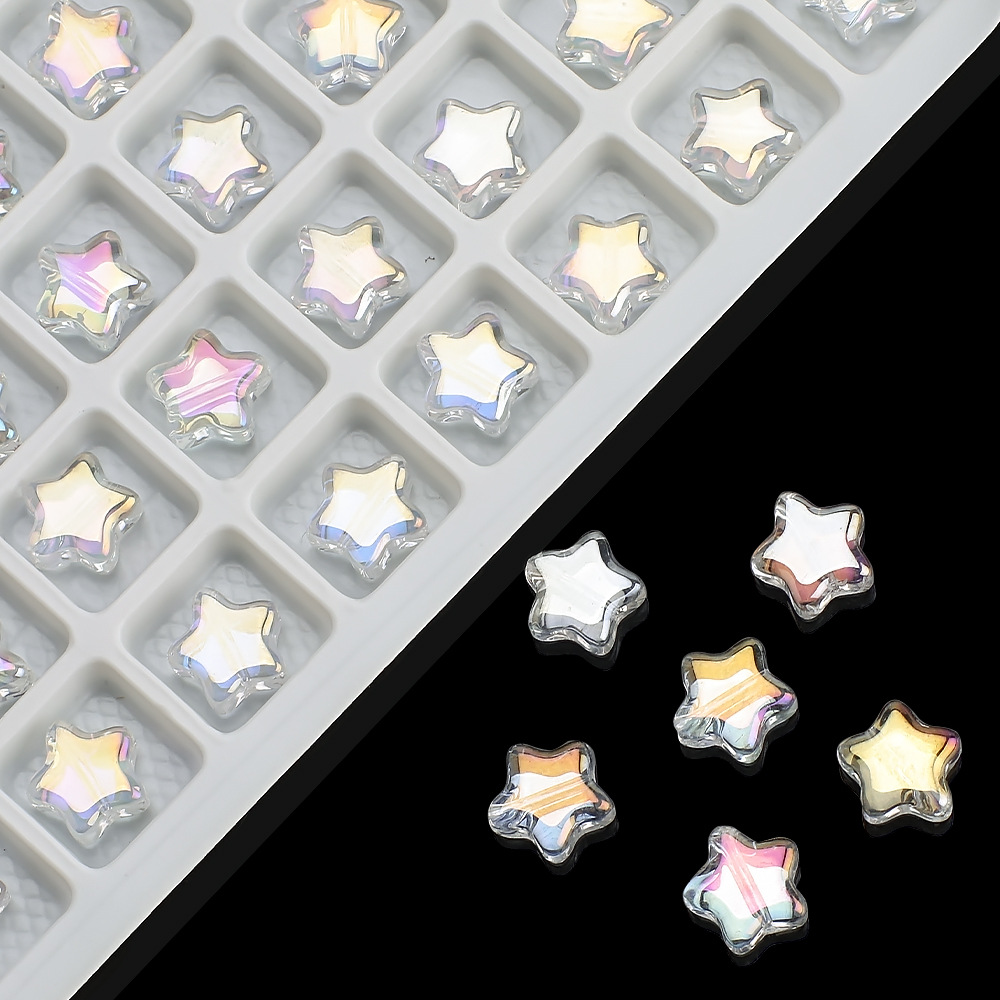 100 PCS/Package Diameter 8mm Hole 1~1.9mm Glass Star Beads display picture 7