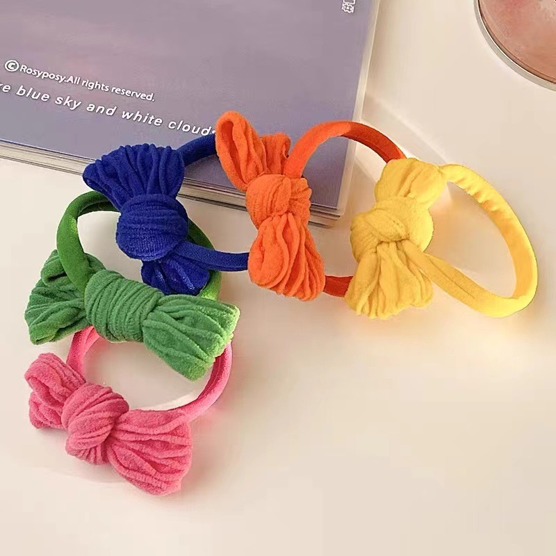 Banda para el cabello con arco anudado para niños Simple diadema Linda señoras no lastiman el cabello anillo de toalla Cola de Caballo banda de goma cuerda para el cabello
