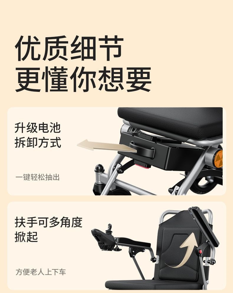 New electric wheelchair for grocery shopping, lightweight, intelligent, fully automatic, foldable, portable for the disabled, suitable for the elderly