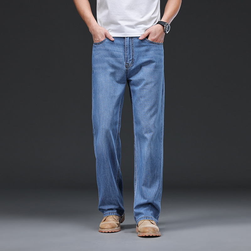 2026 Summer Thin Loose Straight-Leg Jeans for Men, Wide-Leg Casual Long Pants, Men's Washed Denim Pants Versatile