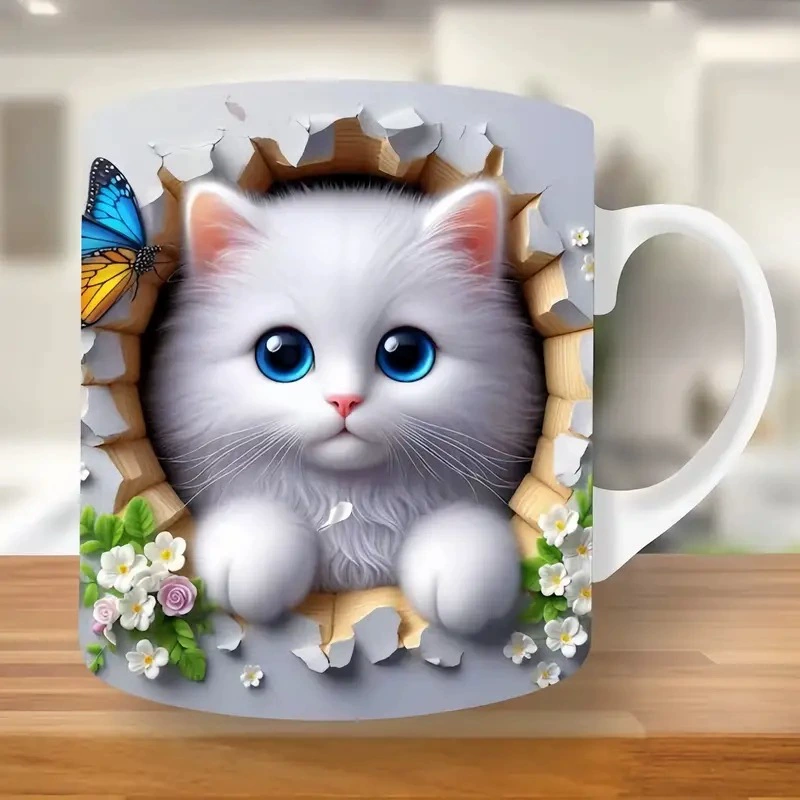 Граница внешняя торговля 3D самолет цветной кот Кат Котенок швейная машинка керамическая кофейная