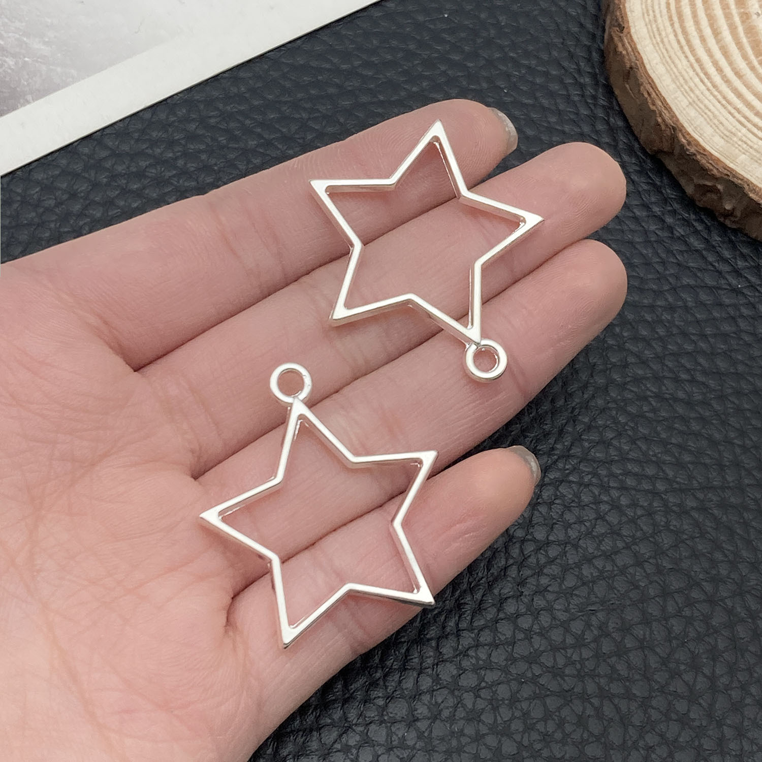 22250-LJ-亮银锌合金五角星星形相框边框34x31mm