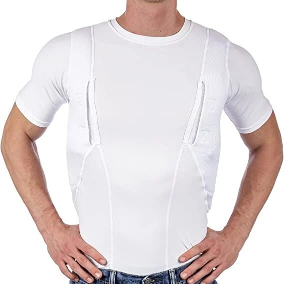 2025 European and American Summer Cross-Border Popular Clothing Independent Station Hidden Holster Short-Sleeved High-Elastic Tactical T-Shirt Cross-Border Men