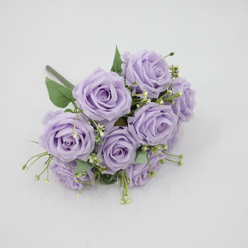 Artificial 9-cabeza concubina imperial Rosa boda flor artificial decoración del hogar Accesorios flor artificial Flor de seda al por mayor