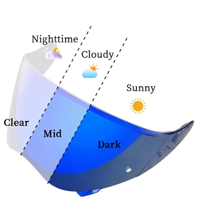 Dəbilqə (Kaska) aksesuarları – use, helmet accessory - transparent-and-turns-blue-high-light-transmission-suitable-for-day-and-night-sun-protection
