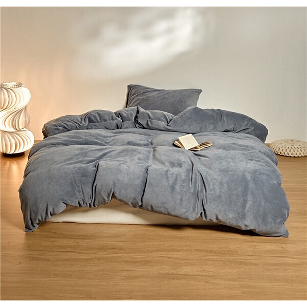 Solid color winter double-sided coral flannel duvet cover