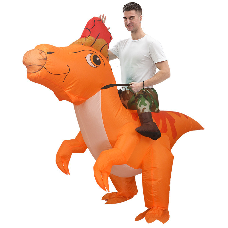 Amazon explosión impresa inflatable T-Rex disfraz Halloween multicolor T-Rex disfraz de fiesta disfraz de muñeca