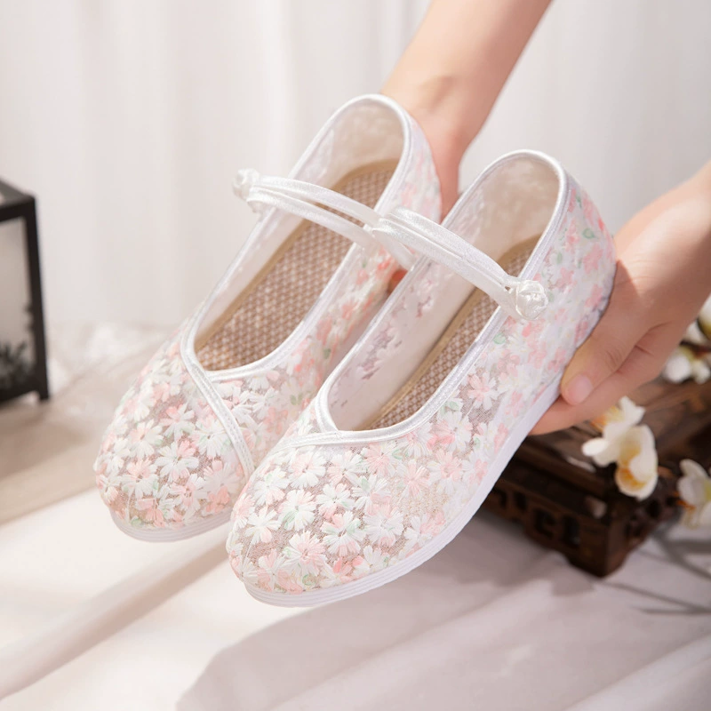 Yuyou mesh 2025 spring new style retro temperament old Beijing cloth shoes national style cheongsam shoes mesh embroidered shoes