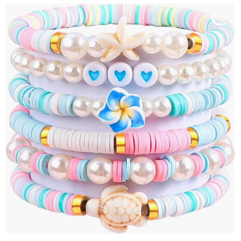 Amazon Cross-Border New Women's Clay Bead Bracelet Cute and Sweet Bracelet Set Fashion Design Gift Jewelry