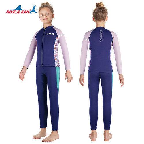 New 2.5MM children's wetsuit split long-sleeved thickened wetsuit girls training swimming cold-proof surfing suit