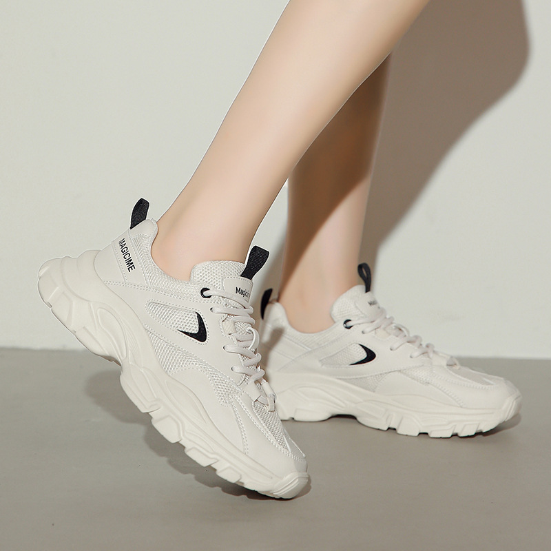 Zapatillas Augu Shiden para mujer, modelo nuevo primavera 2026, deportivas blancas para estudiantes, con suela gruesa, para correr, informales, tendencia INS