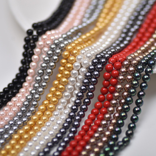 Wholesale 4mm Shijia Pearl Powdered Beads Colored Shell Pearl Necklace DIY Jewelry Accessories Bead Material 