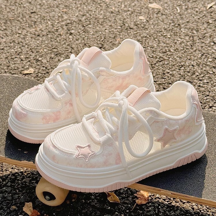 Star board shoes women's mesh breathable 2025 new popular spring and summer Korean version of all-match thick-soled niche leisure sports