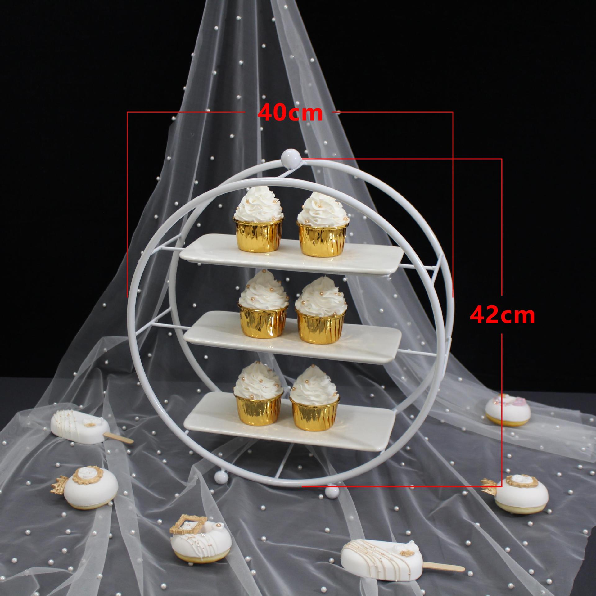 Estilo europeo blanco decoración de la mesa de postre soporte de exhibición de la torta de la boda estante merienda té de la tarde postre bandeja de pastelería image 10