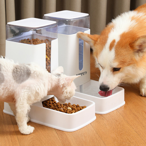 Pet double bowl automatic feeder and water dispenser dog bowl and cat bowl pet dog feeding and drinking fountain cat water feeder
