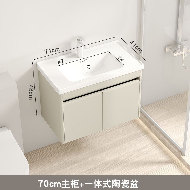 41 ancho de acero inoxidable gabinete de baño de cerámica cuenca integrada pequeño apartamento baño lavabo combinación