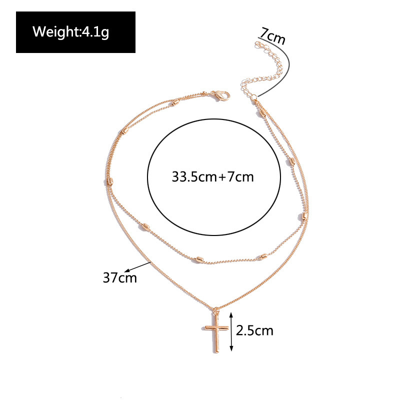 10g Weight Alloy Pendant Material Double Layer Necklaces Classification Alloy Chain Material 1 Piece Quantity Holiday, Daily Occasion Alloy Material Geometric, Cross Pattern Women's Gender Plating Design Basic, Modern Style, Classic Style Style Basic Modern Style Classic Style Geometric Cross Alloy Wholesale Double Layer Necklaces 无