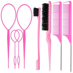 Cross-border Hairdressing Brush Set Nylon Teasing Hair Brush Double-sided Hair Edge Brush Smooth Comb Hair Comb Pointed Tail Combing Hair