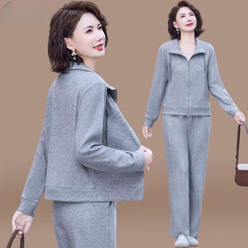 40岁50妈妈秋装运动服套装女中老年春秋外套上衣阔太太两件套|undefined