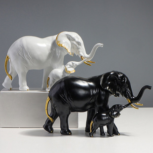 Nordic mother and child elephant resin crafts animal statue hallway TV cabinet opening Mother's Day gift