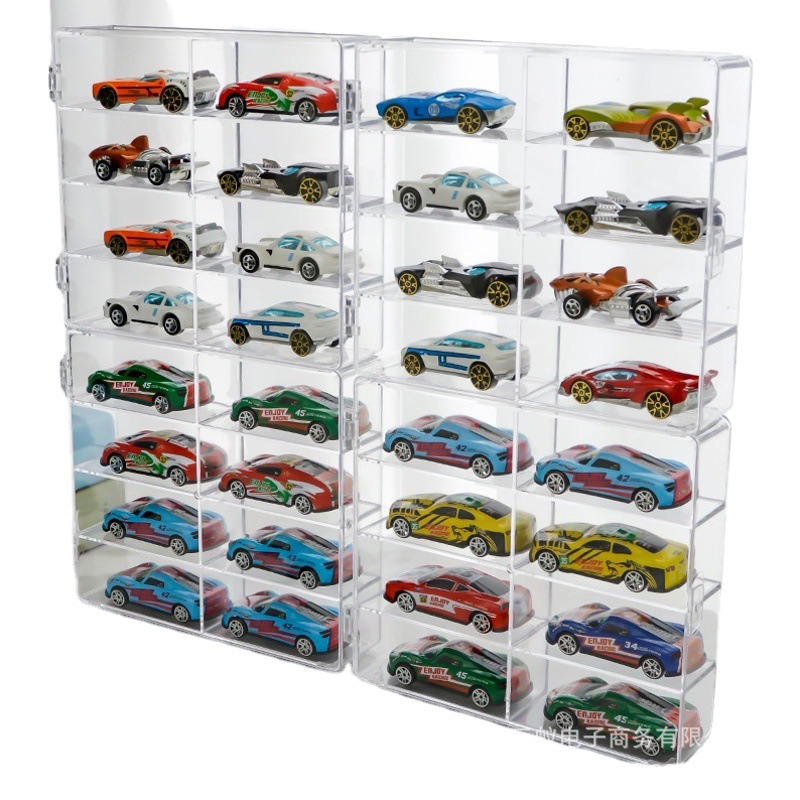 Hot Wheels Matchbox Domica modelo de coche de juguete para niños Caja de almacenamiento 1:64 coche a prueba de polvo multi-rejilla rack de almacenamiento